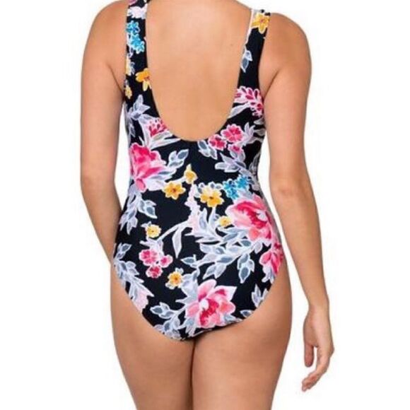 Sol Collective Bold Bloom Print One Piece Swimsuit Size 14 - Picture 2 of 9